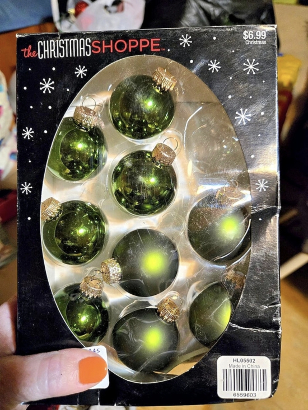 The Christmas Shoppe Glass Christmas Ornaments Set of 12 Green